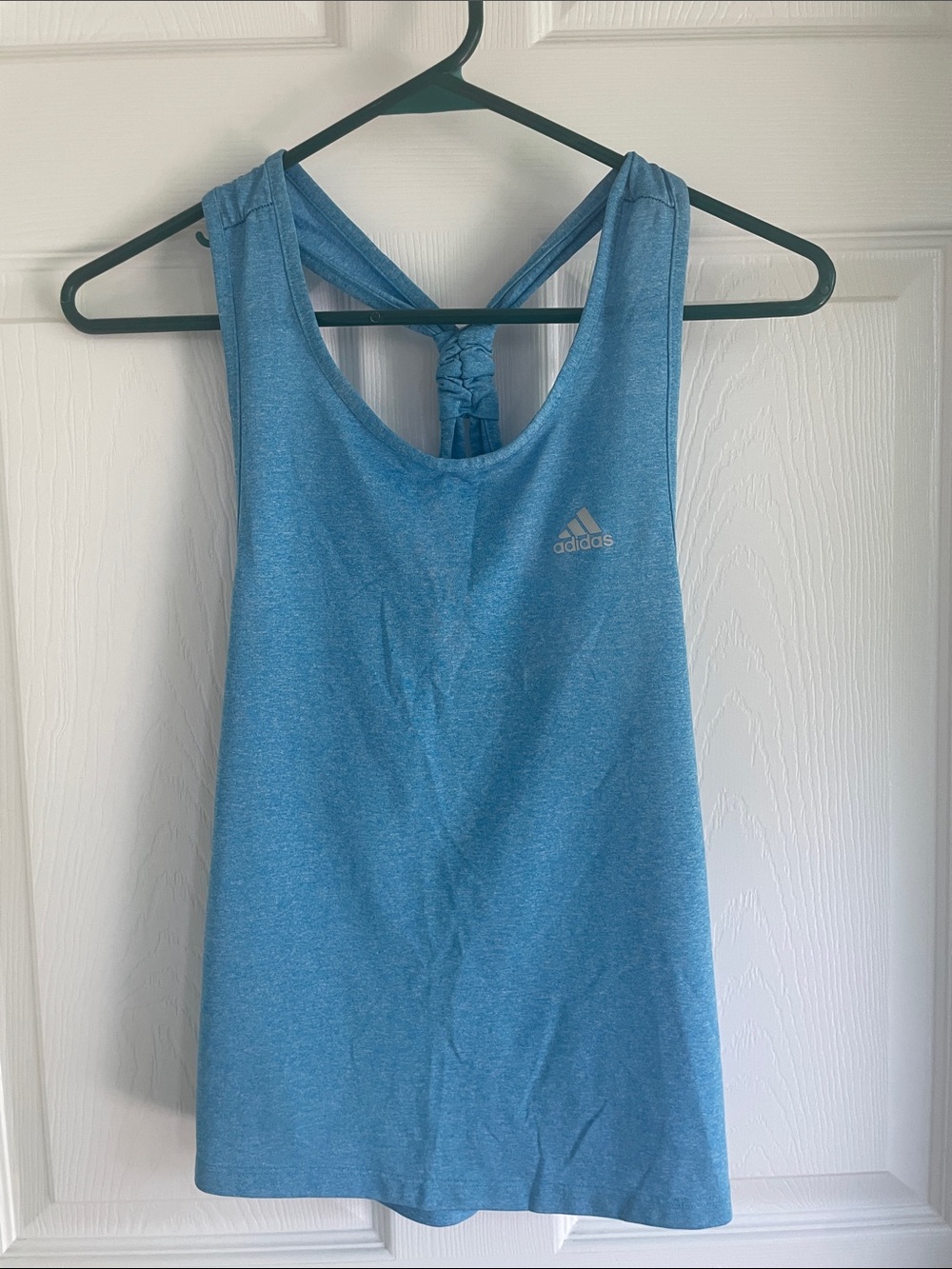 adidas Light Blue Heather Racerback Tank with Braided Detail